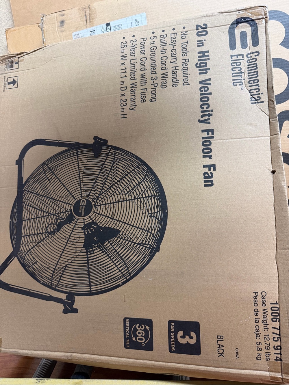 NEW Commercial Electric 20” High Velocity Floor Fan – 3 Speed